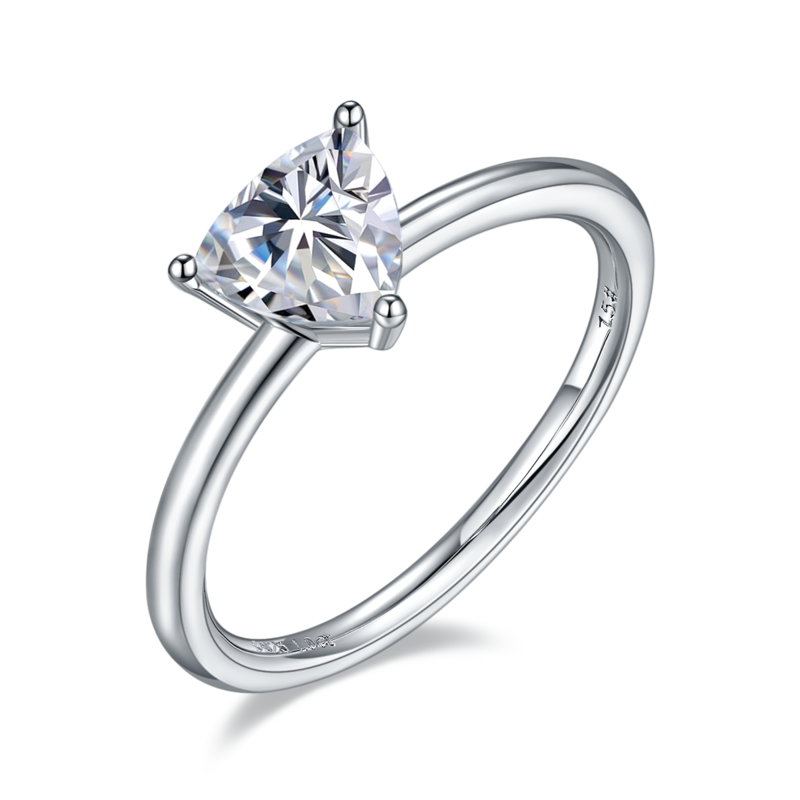 Classic三角形S925银镀白金MoissaniteWomen's Ring1.0ctD级